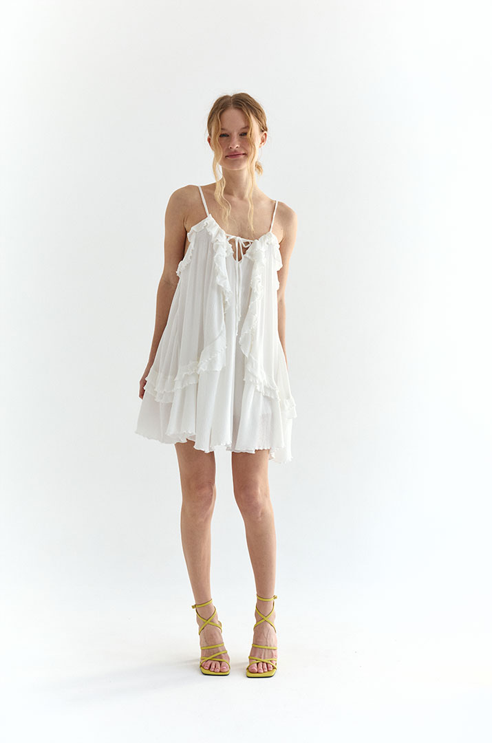 Сукня на бретелях з рюшами